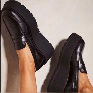 Free People Black Platform Loafers